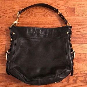 Black leather hobo style coach purse